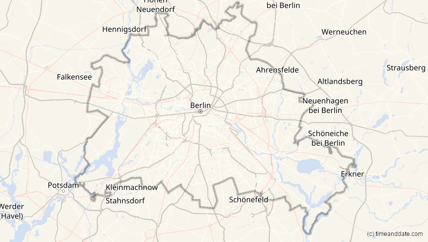 A map of Berlin, Deutschland, showing the path of the 12. Jun 2029 Partielle Sonnenfinsternis