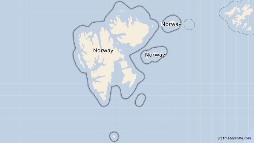 A map of Svalbard, Norway, showing the path of the Jun 12, 2029 Partial Solar Eclipse
