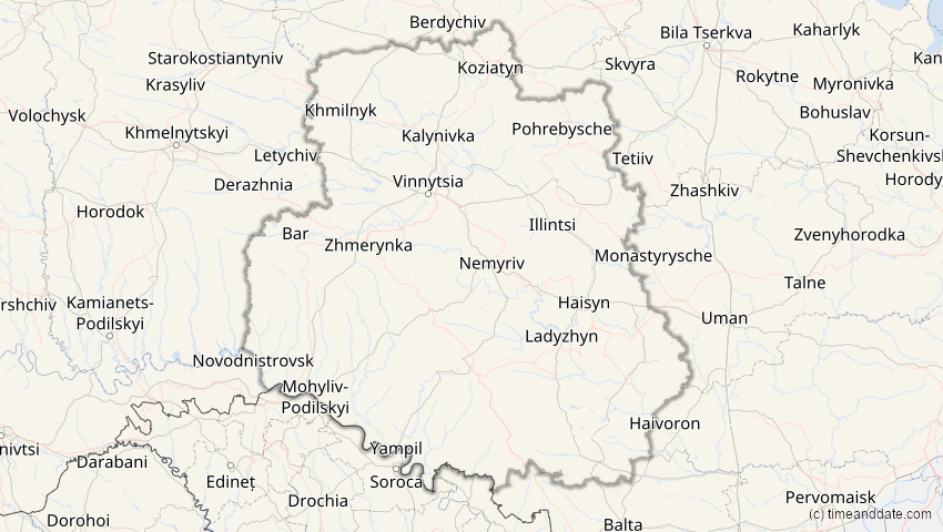 A map of Winnyzja, Ukraine, showing the path of the 12. Jun 2029 Partielle Sonnenfinsternis