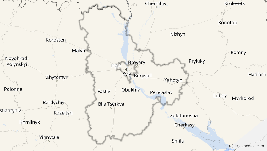 A map of Kiew, Ukraine, showing the path of the 12. Jun 2029 Partielle Sonnenfinsternis