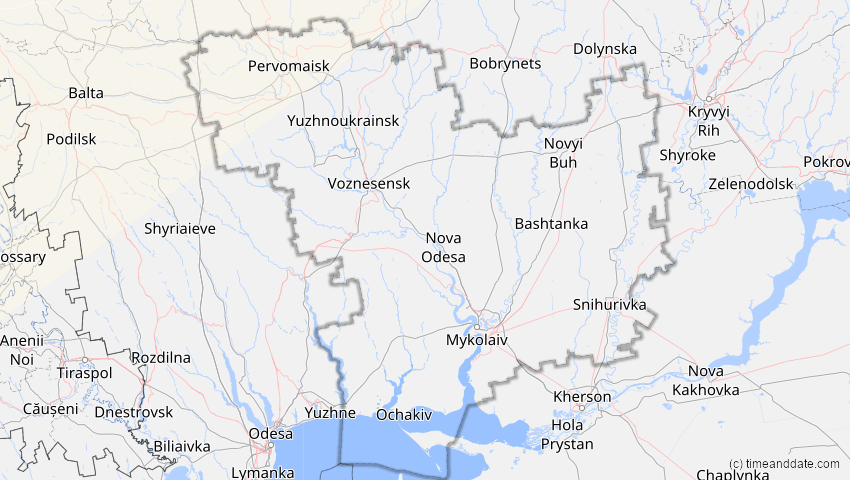 A map of Mykolajiw, Ukraine, showing the path of the 12. Jun 2029 Partielle Sonnenfinsternis
