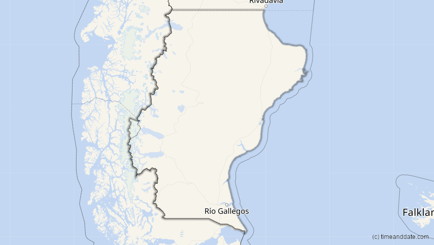 A map of Santa Cruz, Argentinien, showing the path of the 11. Jul 2029 Partielle Sonnenfinsternis