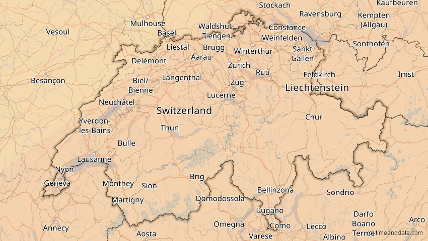 A map of Schweiz, showing the path of the 1. Jun 2030 Ringförmige Sonnenfinsternis