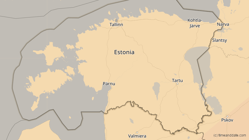 A map of Estland, showing the path of the 1. Jun 2030 Ringförmige Sonnenfinsternis