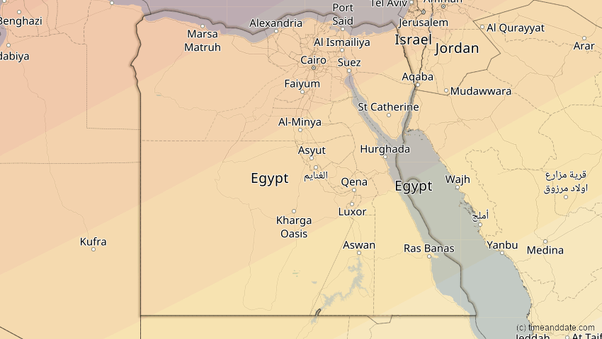 A map of Ägypten, showing the path of the 1. Jun 2030 Ringförmige Sonnenfinsternis
