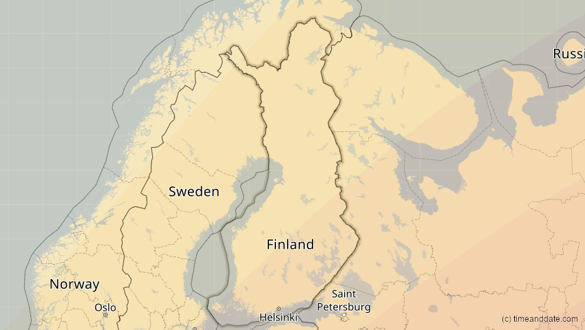 A map of Finnland, showing the path of the 1. Jun 2030 Ringförmige Sonnenfinsternis