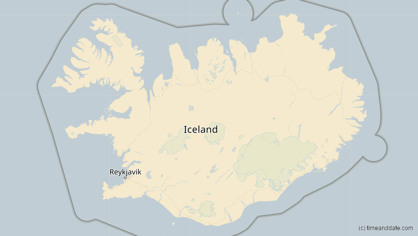 A map of Island, showing the path of the 1. Jun 2030 Ringförmige Sonnenfinsternis