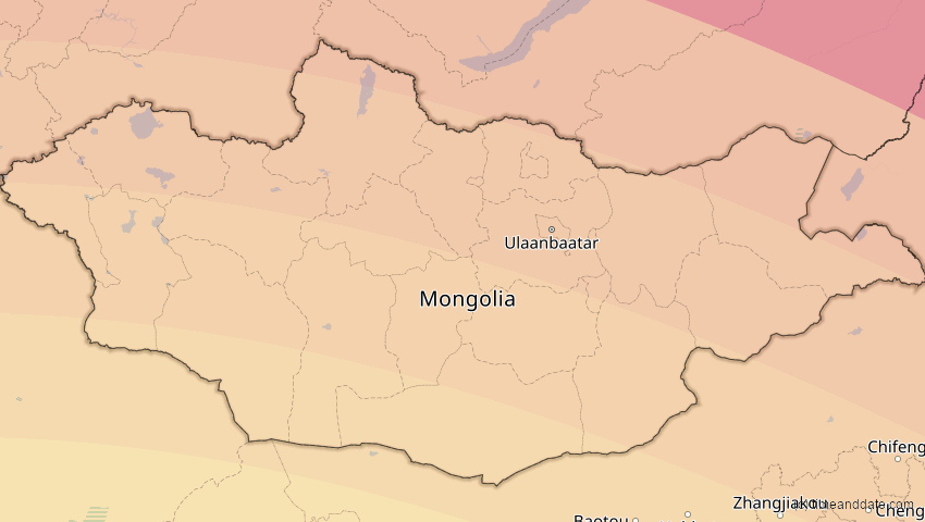 A map of Mongolei, showing the path of the 1. Jun 2030 Ringförmige Sonnenfinsternis