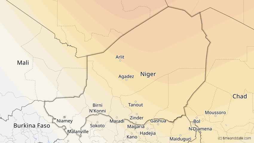 A map of Niger, showing the path of the 1. Jun 2030 Ringförmige Sonnenfinsternis