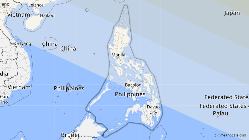 A map of Philippinen, showing the path of the 1. Jun 2030 Ringförmige Sonnenfinsternis