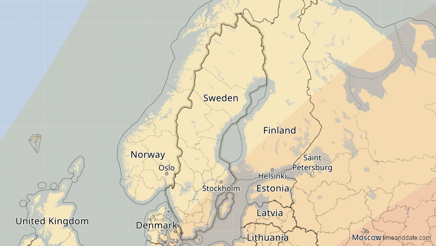 A map of Schweden, showing the path of the 1. Jun 2030 Ringförmige Sonnenfinsternis