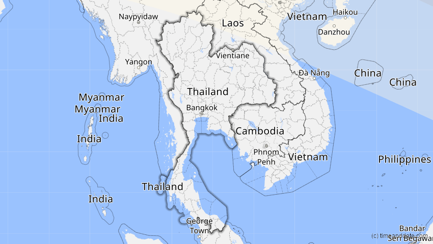 A map of Thailand, showing the path of the 1. Jun 2030 Ringförmige Sonnenfinsternis