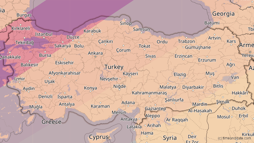 A map of Türkei, showing the path of the 1. Jun 2030 Ringförmige Sonnenfinsternis