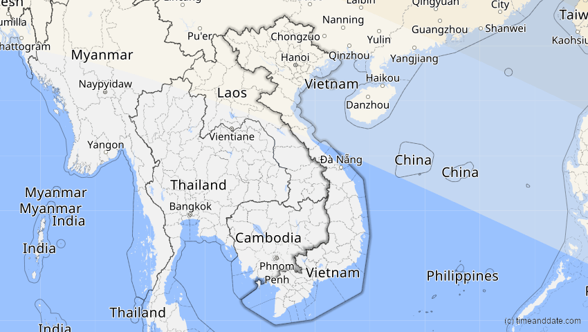 A map of Vietnam, showing the path of the 1. Jun 2030 Ringförmige Sonnenfinsternis