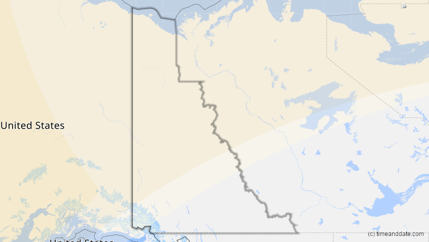 A map of Yukon, Kanada, showing the path of the 31. Mai–1. Jun 2030 Ringförmige Sonnenfinsternis