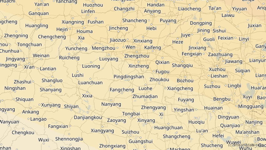 A map of Henan, China, showing the path of the 1. Jun 2030 Ringförmige Sonnenfinsternis