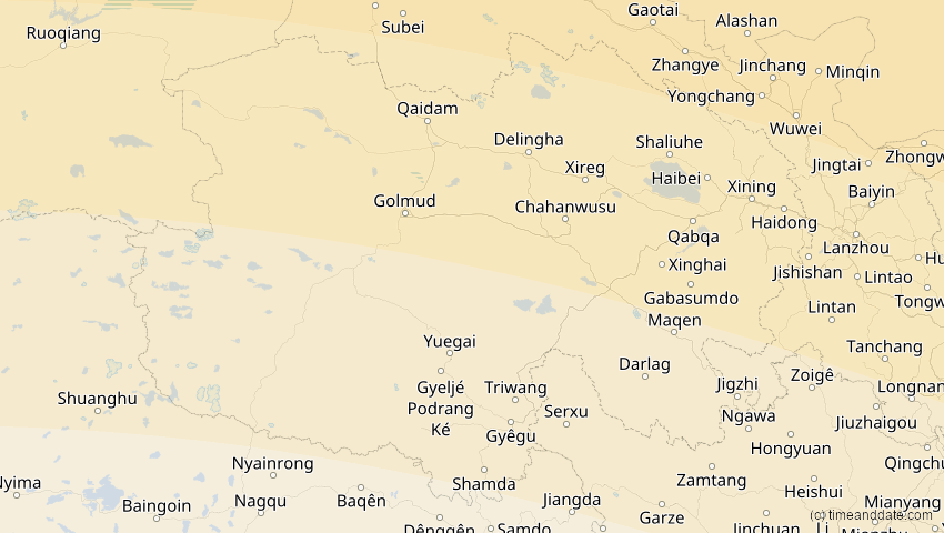 A map of Qinghai, China, showing the path of the 1. Jun 2030 Ringförmige Sonnenfinsternis