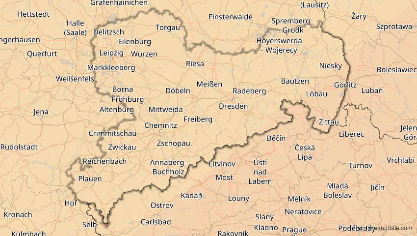 A map of Sachsen, Deutschland, showing the path of the 1. Jun 2030 Ringförmige Sonnenfinsternis