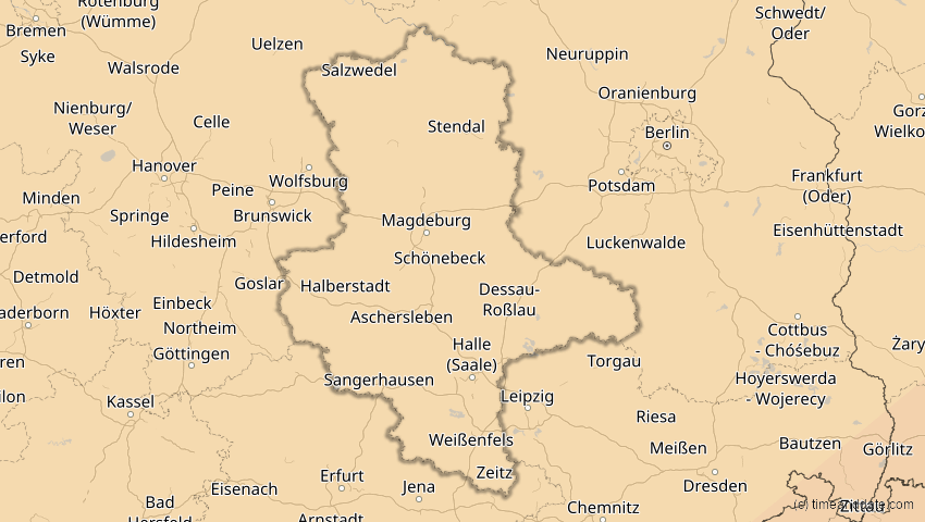 A map of Sachsen-Anhalt, Deutschland, showing the path of the 1. Jun 2030 Ringförmige Sonnenfinsternis
