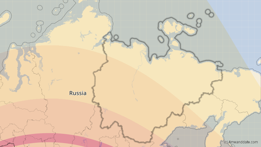 A map of Sacha (Jakutien), Russland, showing the path of the 1. Jun 2030 Ringförmige Sonnenfinsternis