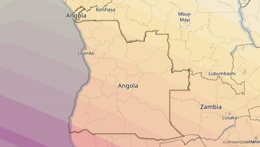 A map of Angola, showing the path of the 25. Nov 2030 Totale Sonnenfinsternis