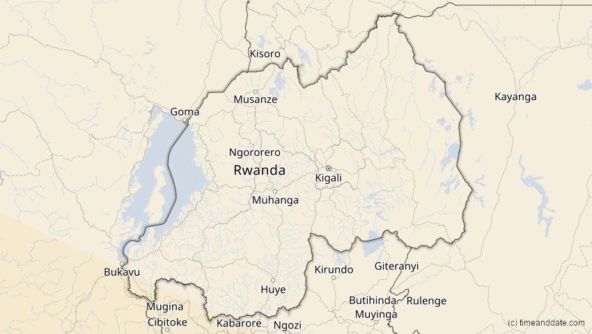 A map of Ruanda, showing the path of the 25. Nov 2030 Totale Sonnenfinsternis
