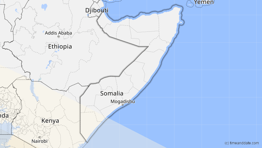 A map of Somalia, showing the path of the 25. Nov 2030 Totale Sonnenfinsternis