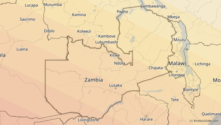 A map of Sambia, showing the path of the 25. Nov 2030 Totale Sonnenfinsternis