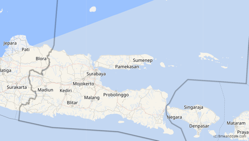 A map of Jawa Timur, Indonesien, showing the path of the 25. Nov 2030 Totale Sonnenfinsternis