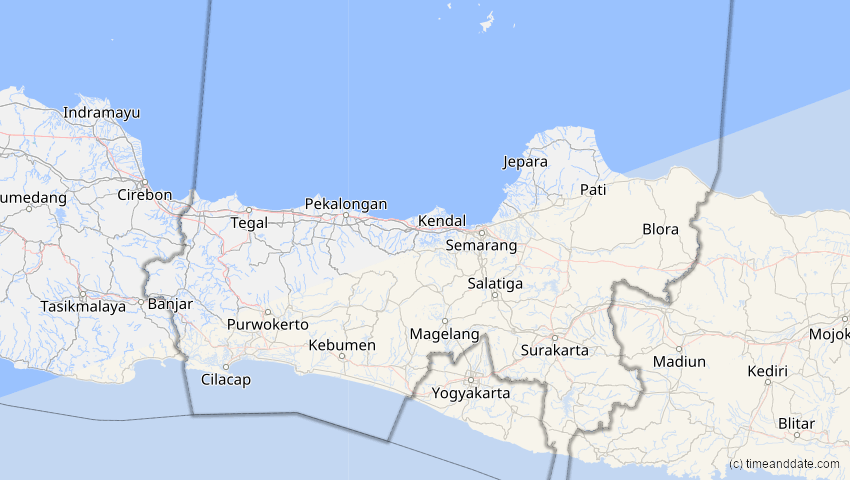 A map of Jawa Tengah, Indonesien, showing the path of the 25. Nov 2030 Totale Sonnenfinsternis