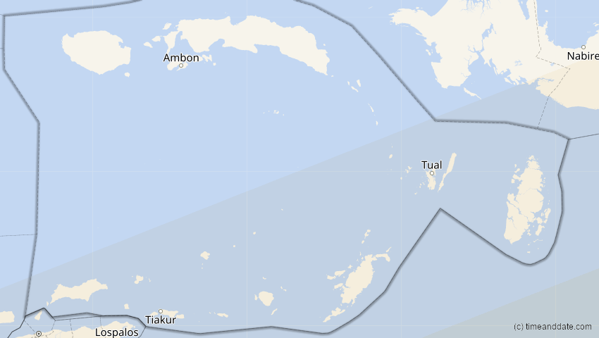 A map of Maluku, Indonesien, showing the path of the 25. Nov 2030 Totale Sonnenfinsternis