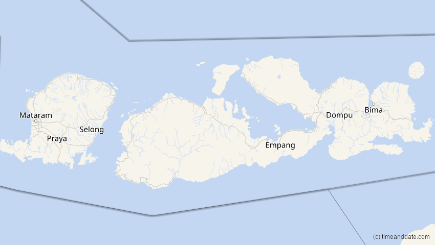 A map of Nusa Tenggara Barat, Indonesien, showing the path of the 25. Nov 2030 Totale Sonnenfinsternis