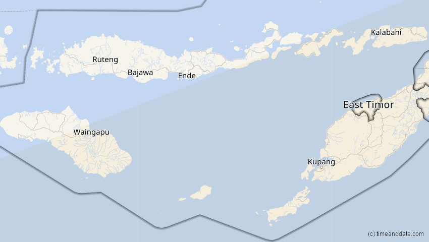 A map of Nusa Tenggara Timur, Indonesien, showing the path of the 25. Nov 2030 Totale Sonnenfinsternis