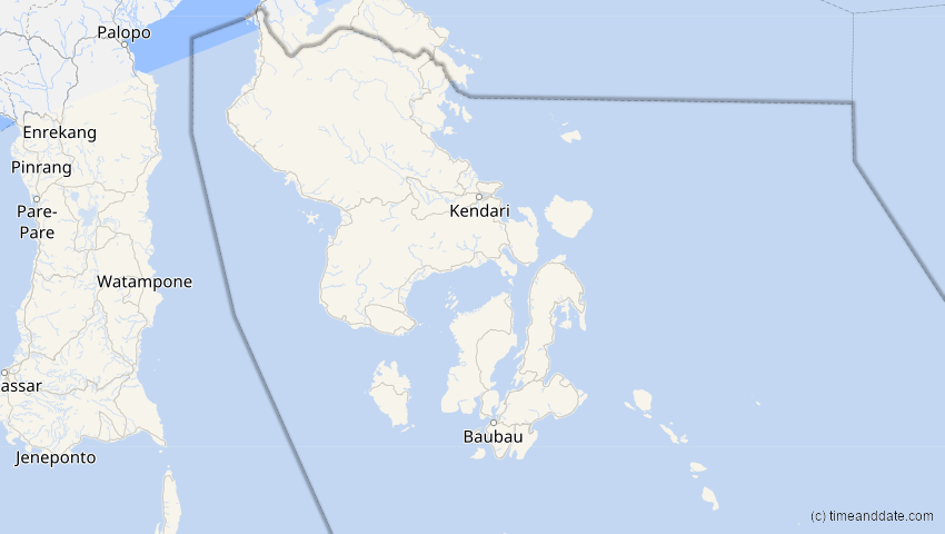 A map of Sulawesi Tenggara, Indonesien, showing the path of the 25. Nov 2030 Totale Sonnenfinsternis
