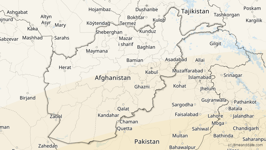 A map of Afghanistan, showing the path of the 21. Mai 2031 Ringförmige Sonnenfinsternis