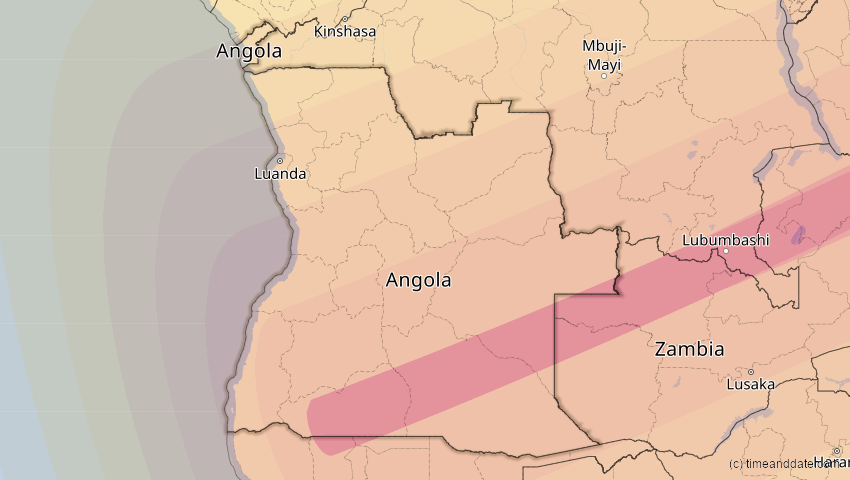 A map of Angola, showing the path of the 21. Mai 2031 Ringförmige Sonnenfinsternis