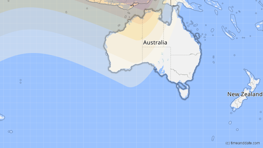 A map of Australien, showing the path of the 21. Mai 2031 Ringförmige Sonnenfinsternis