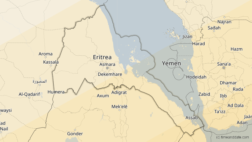 A map of Eritrea, showing the path of the 21. Mai 2031 Ringförmige Sonnenfinsternis