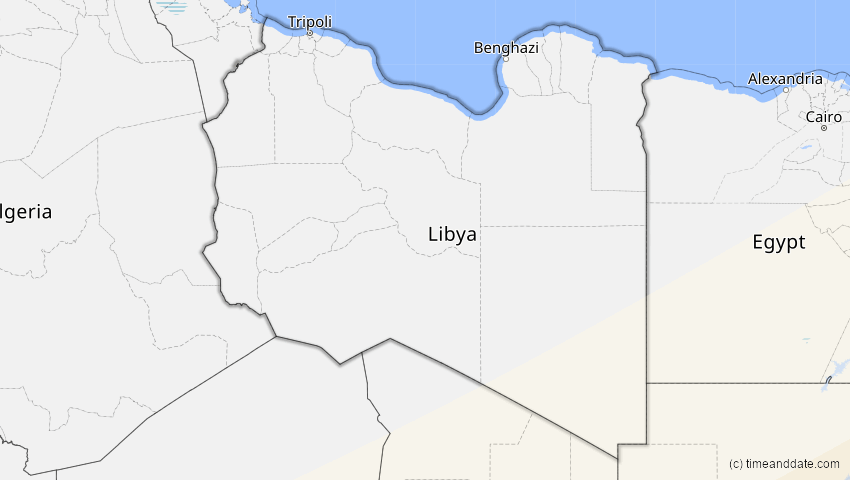 A map of Libyen, showing the path of the 21. Mai 2031 Ringförmige Sonnenfinsternis