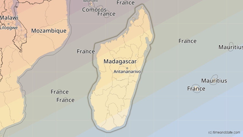 A map of Madagaskar, showing the path of the 21. Mai 2031 Ringförmige Sonnenfinsternis