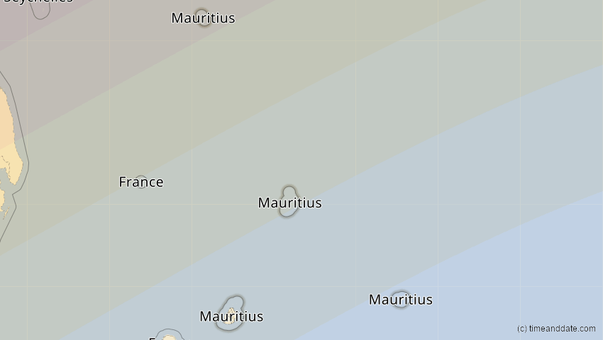 A map of Mauritius, showing the path of the 21. Mai 2031 Ringförmige Sonnenfinsternis