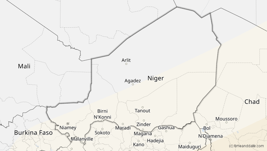 A map of Niger, showing the path of the 21. Mai 2031 Ringförmige Sonnenfinsternis
