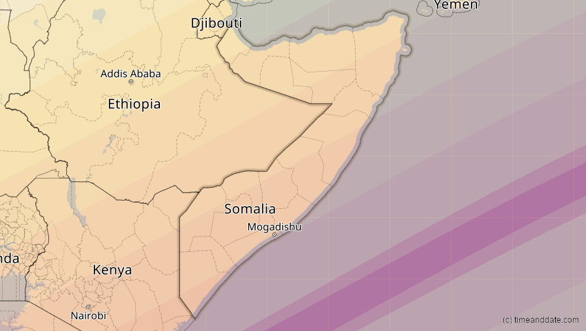 A map of Somalia, showing the path of the 21. Mai 2031 Ringförmige Sonnenfinsternis