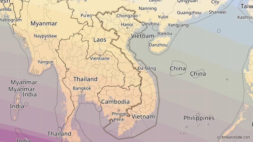 A map of Vietnam, showing the path of the 21. Mai 2031 Ringförmige Sonnenfinsternis