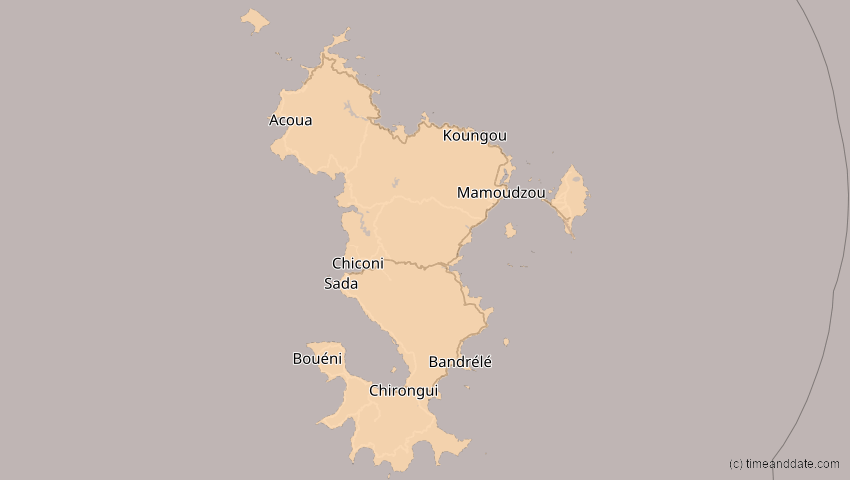 A map of Mayotte, showing the path of the 21. Mai 2031 Ringförmige Sonnenfinsternis