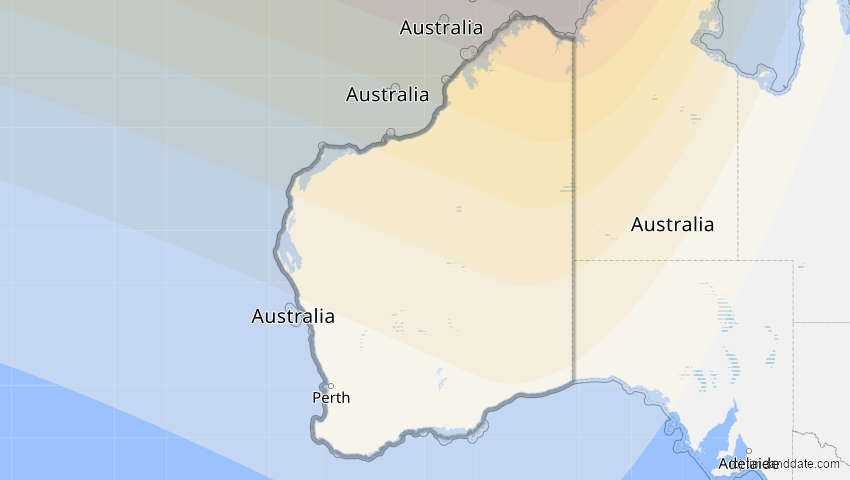 A map of Western Australia, Australien, showing the path of the 21. Mai 2031 Ringförmige Sonnenfinsternis