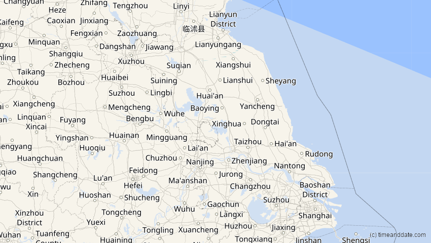 A map of Jiangsu, China, showing the path of the 21. Mai 2031 Ringförmige Sonnenfinsternis