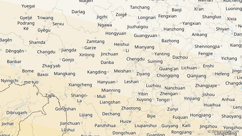 A map of Sichuan, China, showing the path of the 21. Mai 2031 Ringförmige Sonnenfinsternis