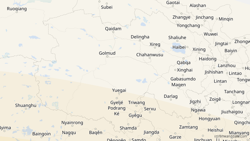 A map of Qinghai, China, showing the path of the 21. Mai 2031 Ringförmige Sonnenfinsternis