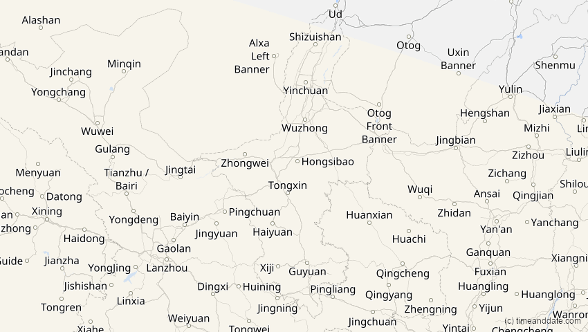 A map of Ningxia, China, showing the path of the 21. Mai 2031 Ringförmige Sonnenfinsternis